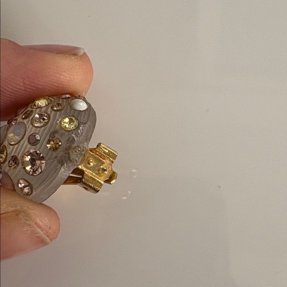 Alexis Bittar Champagne Dome Clip-On Earrings with Pink and Yellow Crystals - Picture 4 of 6